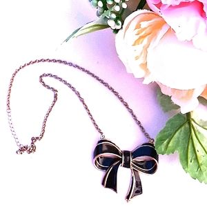 Enamel Bow Necklace